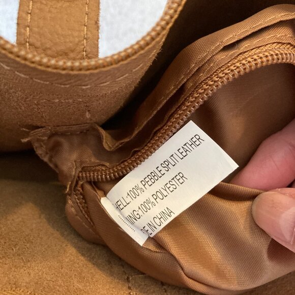 Zippered Leather Camel Color Tote Bag by JM New York - Picture 7 of 16